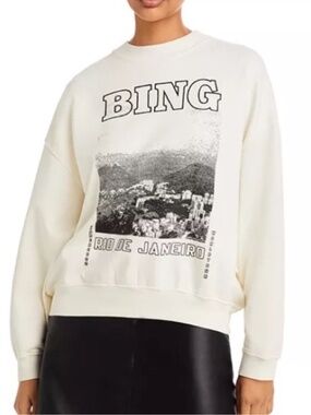 Anine Bing Jaci Rio De Janeiro Sweatshirt Size M in Stone color